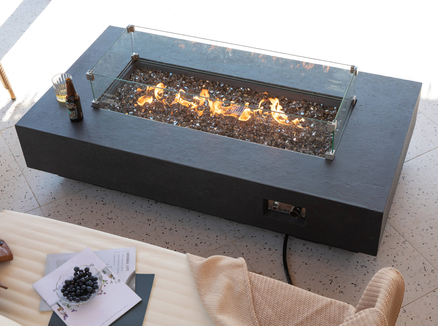 Light Grey Monte Carlo Fire Table OFG416LG